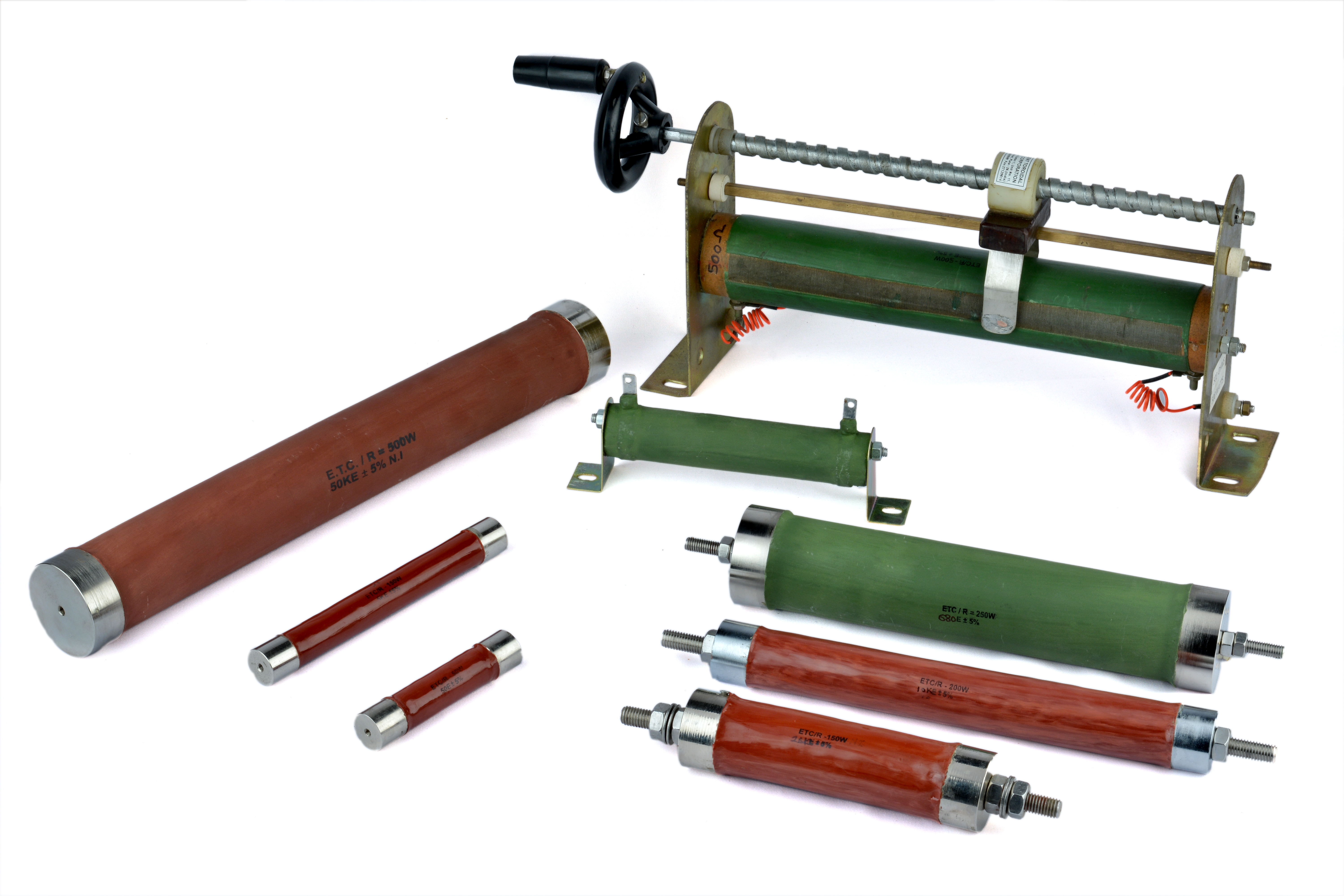 Assorted wire wound resistors and rheostats — ETCC India product range